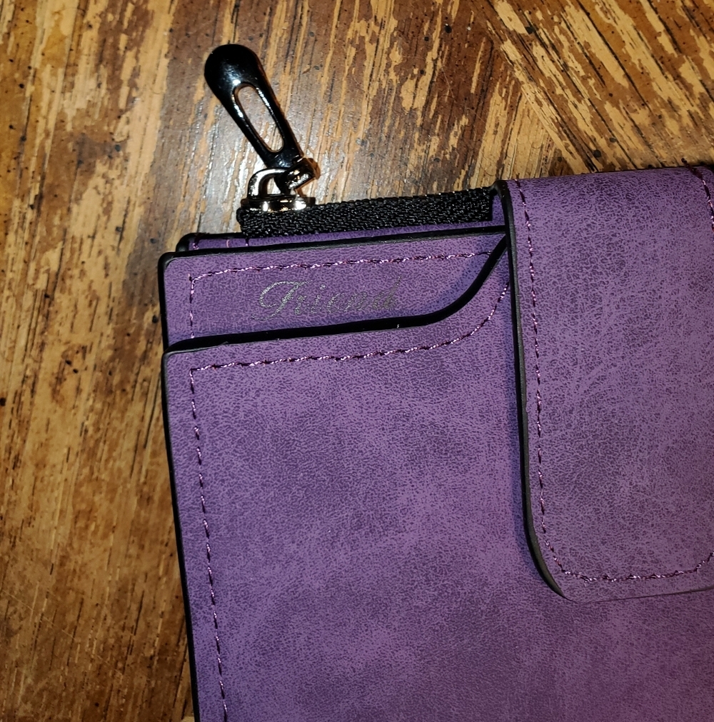 Vibrant Purple Faux Leather Small Wallet - Picture 7 of 7